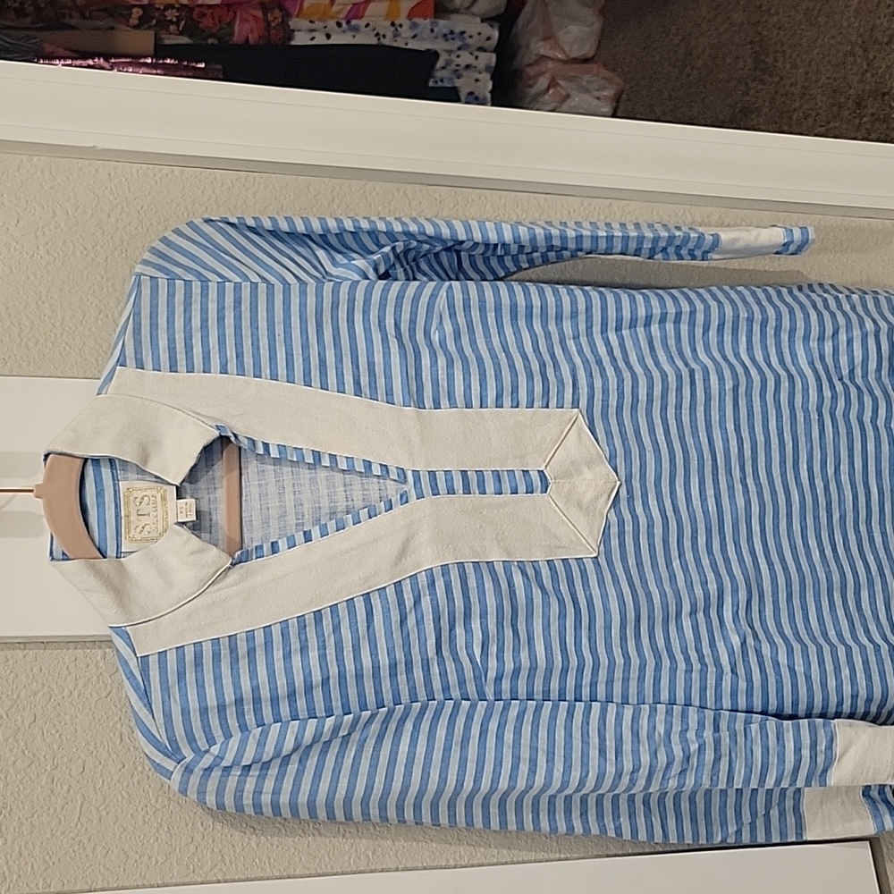 Sail to Sable blue stripe swim cover up